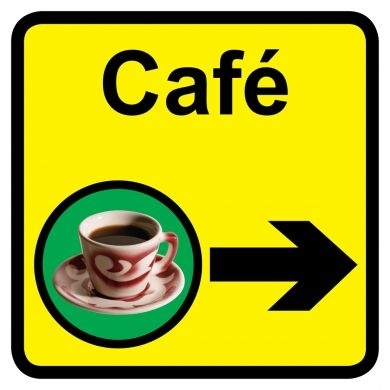 Cafe sign with right arrow - 300mm x 300mm
